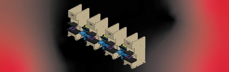 Servo-Driven Dual Axis Press-to-Press Robotic Transfer System with a Custom Part Stacking System